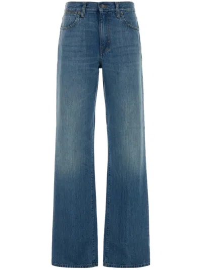 Gucci Cotton Denim Pants With Bleached And Worn Effect In Blue