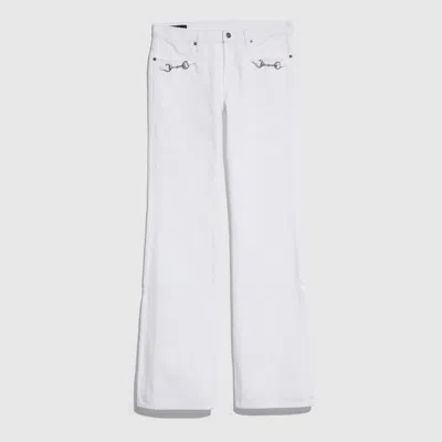 Gucci Cotton Denim Pants With Horsebit In White