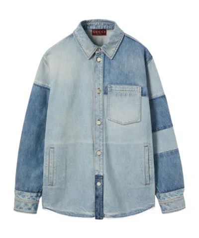 Gucci Cotton Denim Shirt In Blue