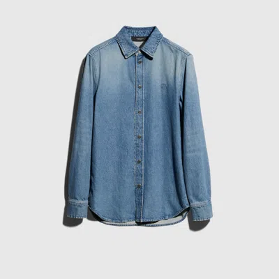 Gucci Cotton Denim Shirt With Embroidery In Blue