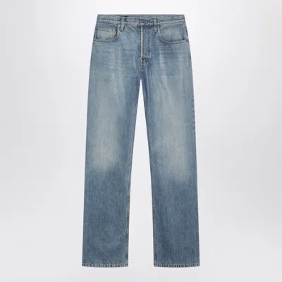 Gucci Cotton Denim Trousers With Soft Coating In Blue