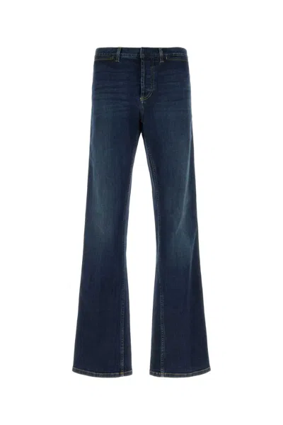 Gucci Cotton Denim Trousers With Web Ribbon In Multi