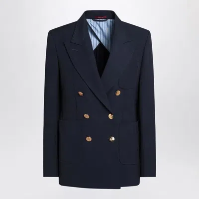 Gucci Cotton Double-breasted Blazer In Blue