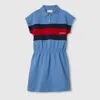 Gucci Cotton Dress With Web In Blue