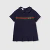 Gucci Cotton Dress With Web In Blue