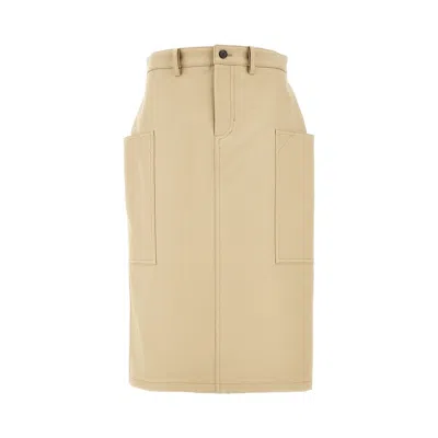 Gucci Cotton Drill Midi Skirt In White