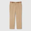 Gucci Beige Drill Cotton Pants With Bit Detail Women In Beige