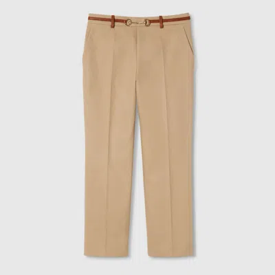 GUCCI GUCCI COTTON DRILL PANTS WITH HORSEBIT