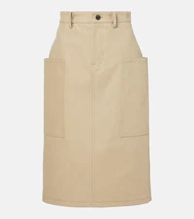Gucci Embossed Mid-length Cotton Drill Skirt In Beige