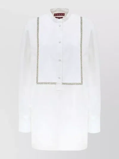 Gucci Cotton Embellished Long-sleeve Tunic Shirt In White