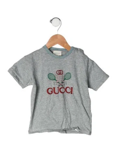 Pre-owned Gucci Babies' Cotton Embroidered Accent T Shirt In Grey