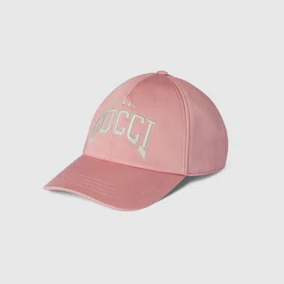 Gucci Cotton Embroidered Baseball Hat In Pink