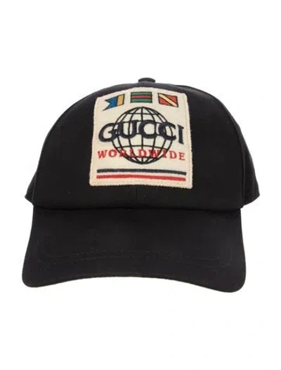 Pre-owned Gucci Cotton Embroidered Cap  W/tags In Black