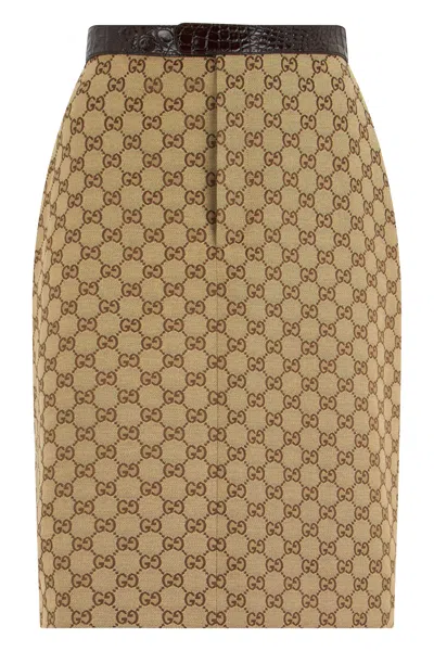 Gucci Cotton Fabric Skirt In Neutral