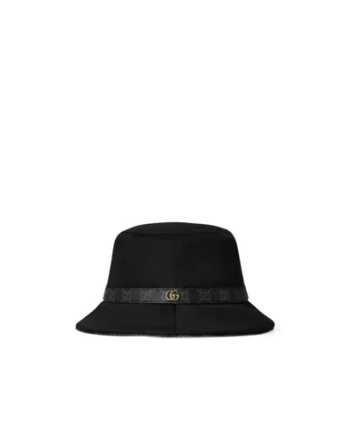 Gucci Cotton Fedora With Double G In Black