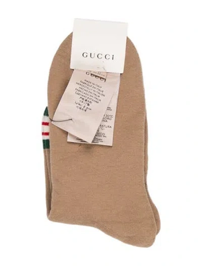Pre-owned Gucci Cotton Felponge Socks W/tags In Neutrals/red