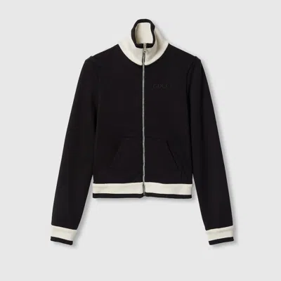 Gucci Cotton Fleece Zip Jacket In Black