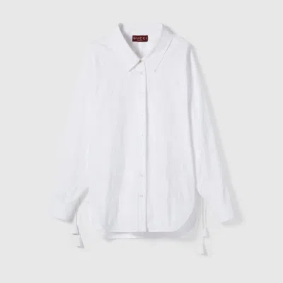 GUCCI GUCCI COTTON FLORAL JACQUARD SHIRT WITH TIE
