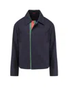 Gucci Cotton Gabardine Jacket With Embossed Logo In Blue