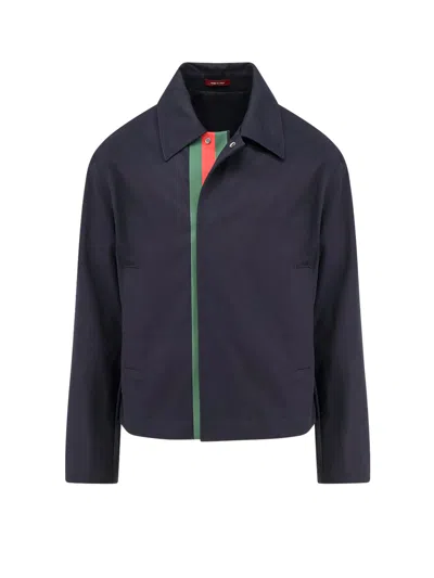 GUCCI COTTON GABARDINE JACKET WITH EMBOSSED LOGO