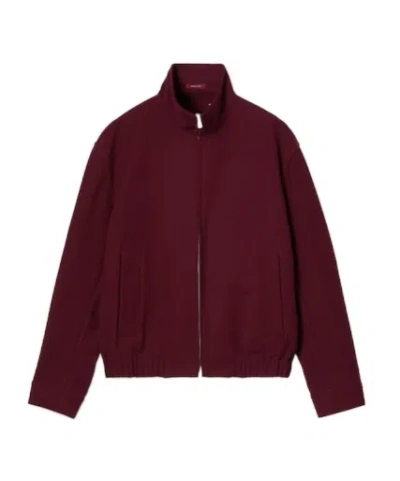 Gucci Cotton Gabardine Jacket With Logo In Burgundy