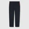 Gucci Men Cotton Twill Trousers With Web Detail In Blue