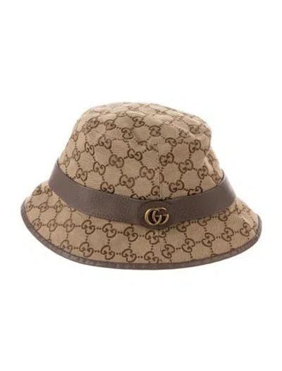 Pre-owned Gucci Cotton Gg Bucket Hat In Neutrals