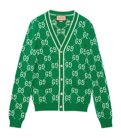 Gucci Cotton Gg Jacquard Cardigan In Green