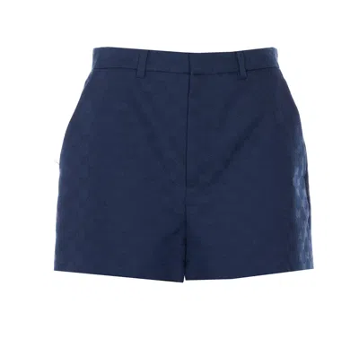 Gucci Cotton Gg Shorts In Blue