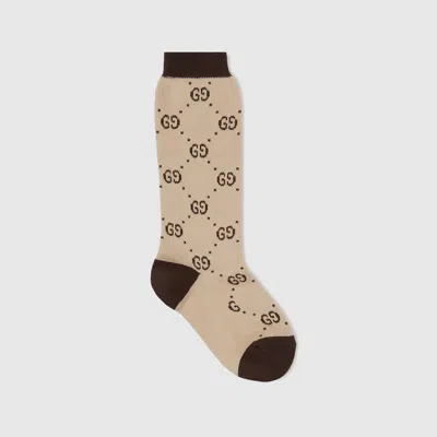 Gucci Kids' Cotton Gg Socks In Beige