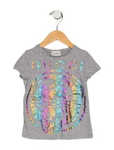 Pre-owned Gucci Babies' Cotton Grey And Multicolor Patterned Short Sleeve T-shirt In Gray