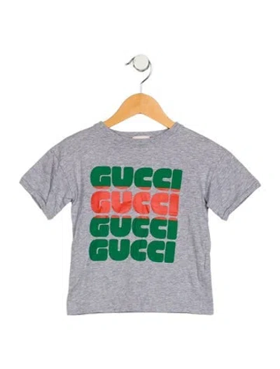 Pre-owned Gucci Babies' Cotton Grey T-shirt With Green And Orange Logo On Front