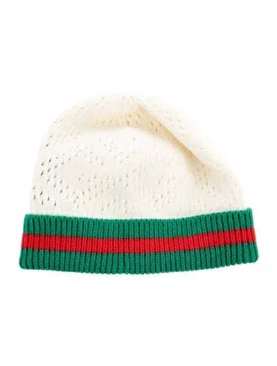 Pre-owned Gucci Babies' Cotton Grosgrain Hat W/tags In Neutrals
