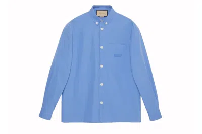 Pre-owned Gucci Cotton  Embroidery Shirt Blue