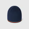 Gucci Cotton Hat With Web In Blue