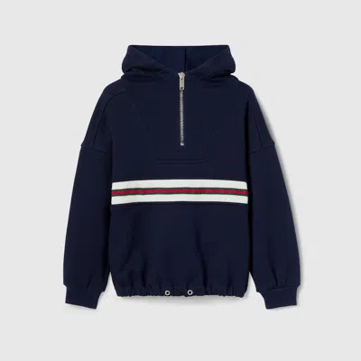 Gucci Kids' Cotton Hooded Sweatshirt In Blue