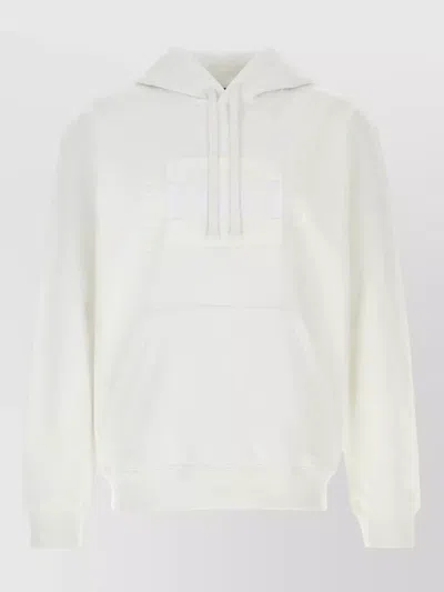 Gucci Cotton Hooded Sweatshirt Drawstring Hood Kangaroo Pocket In White