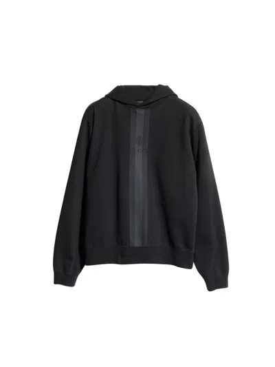 Gucci Cotton Hooded Sweatshirt With Muted Web In Black