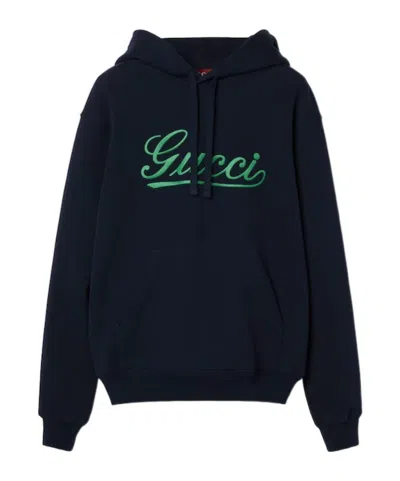 GUCCI GUCCI LOGO DETAILED DRAWSTRING HOODIE