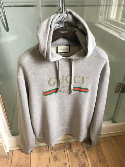 Pre-owned Gucci Cotton Hoodie Size Large Rrp $1 In Grey