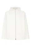 Gucci White Jacket With Logo Lettering Embroidery On The Front And Maxi Web Print On The Rear In Cot