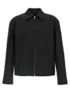 Gucci Men Black Jacket With Classic Collar And Web Motif On The Waist In Cotton Man In Black