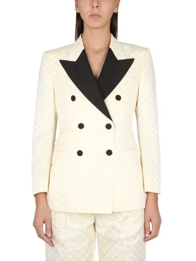Gucci Cotton Jacket Gg In Neutral