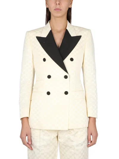 Gucci Cotton Jacket Gg In Neutral