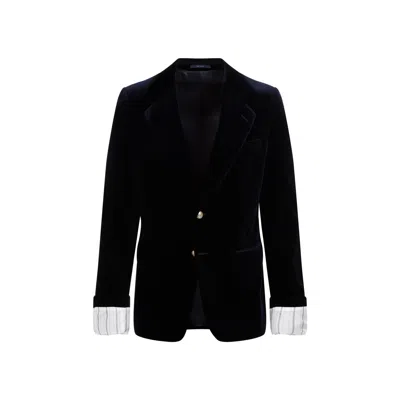 Gucci Stretch Cotton Velvet Formal Jacket In Blue