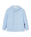 Gucci Cotton Jacket With Web In Light Blue