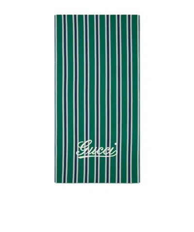 Gucci Cotton Jacquard Beach Blanket In Green