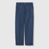 Gucci Cotton Jacquard Pant With Gg Shadow In Blue