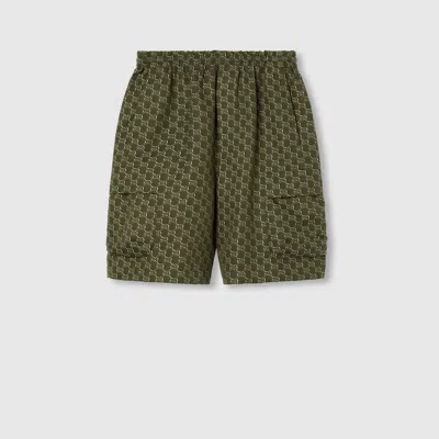 Gucci Cotton Jacquard Shorts With Gg Shadow In Multi