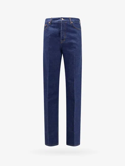 Gucci Cotton Jeans With Back Logo Patch In Blue